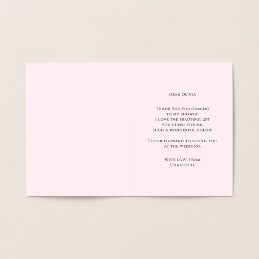 ランジェリーパーティーブライダルシャワーパンティパーティーありがとう 箔カード (内部)