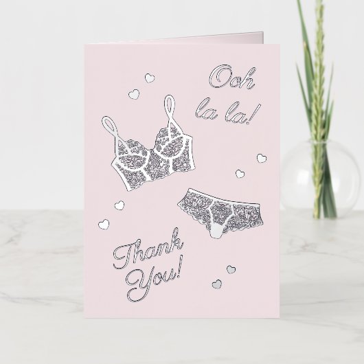 ランジェリーパーティーブライダルシャワーパンティパーティーありがとう 箔グリーティングカード (正面)