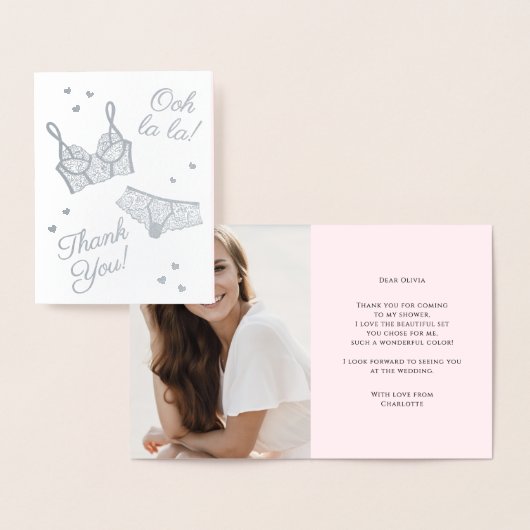 ランジェリーパーティーブライダルシャワー写真ありがとう 箔カード (ディスプレー)