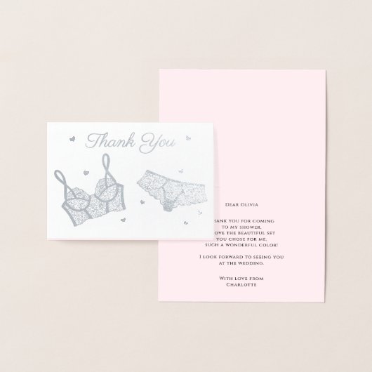 ランジェリーパーティーブライダルシャワー写真ありがとう 箔カード (ディスプレー)