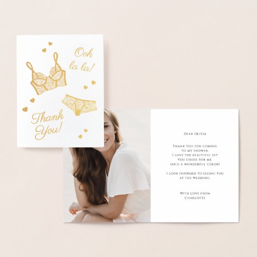 ランジェリーパーティーブライダルシャワー写真ありがとう 箔カード (ディスプレー)