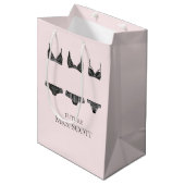 ランジェリーピンクアンドブラックブライダルシャワー ミディアムペーパーバッグ (正面アングル)