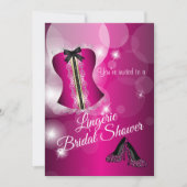 ランジェリーピンクブライダルシャワーパーティー 招待状 (正面)