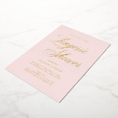 ランジェリーファンシーブライダルシャワー赤面と金ゴールド 箔招待状 (回転した状態)