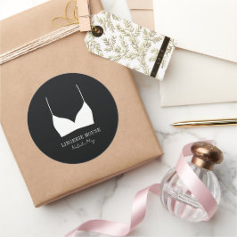 ランジェリーブティックロゴ白黒 ラウンドシール