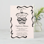 ランジェリーブライダルシャワーの波形ス縁どケッチ 招待状 (スタンド正面)