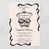 ランジェリーブライダルシャワーの波形ス縁どケッチ 招待状 (正面)