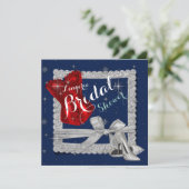 ランジェリーブライダルシャワーシルバースティレトスレッドコルセット 招待状 (スタンド正面)