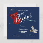 ランジェリーブライダルシャワーシルバースティレトスレッドコルセット 招待状 (裏面)