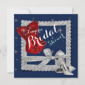 ランジェリーブライダルシャワーシルバースティレトスレッドコルセット 招待状 (正面)