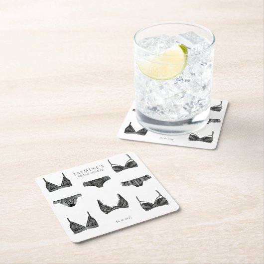 ランジェリーブライダルシャワーバチェロレッテパンティパターン スクエアペーパーコースター (インサイチュ)