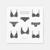 ランジェリーブライダルシャワーバチェロレッテパンティパターン スタンダードカクテルナプキン (正面)