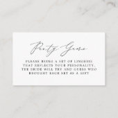 ランジェリーブライダルシャワーパンティゲームサイズインサート エンクロージャーカード (裏面)