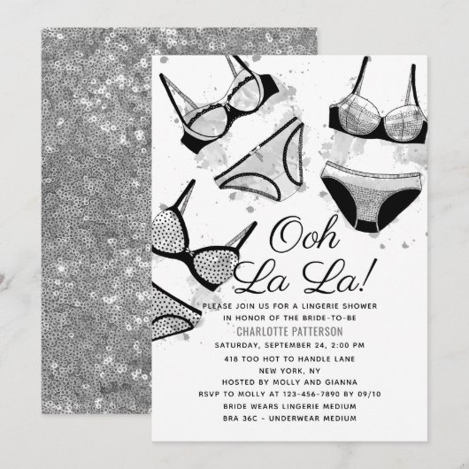 ランジェリーブライダルシャワーパンティバチェロレッテ 招待状 (正面/裏面)