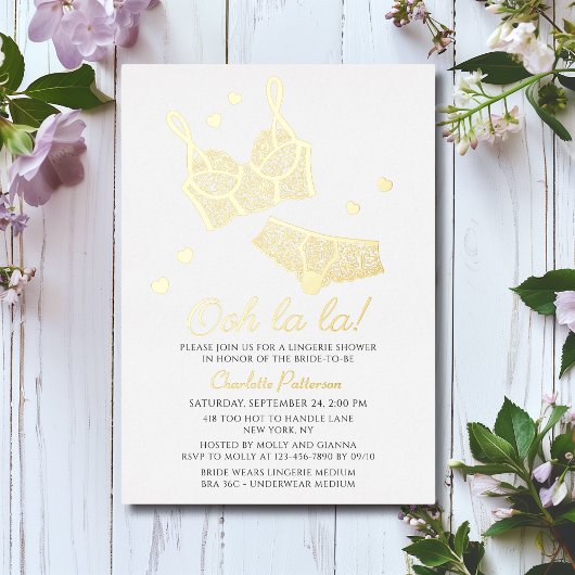 ランジェリーブライダルシャワーパンティバチェロレッテ 箔招待状