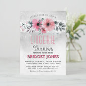 ランジェリーブライダルシャワーピンクウォーターカラーフローラレース 招待状 (スタンド正面)