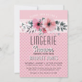 ランジェリーブライダルシャワーピンクフローラハートレース 招待状 (正面)