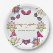 ランジェリーブライダルシャワーフローラテーマ ペーパープレート (正面)