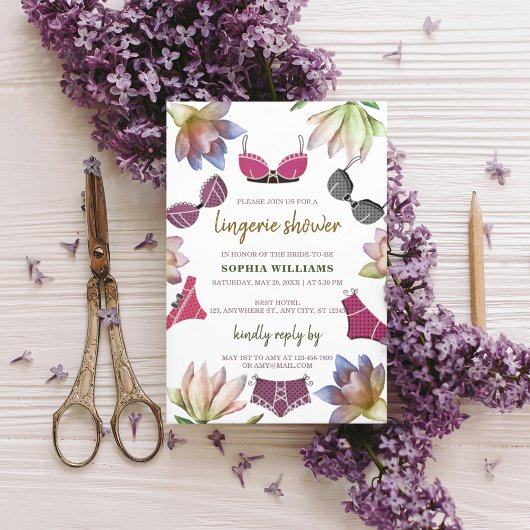 ランジェリーブライダルシャワーフローラテーマ 招待状