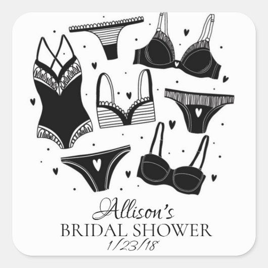 ランジェリーブライダルシャワー封筒用シール スクエアシール (正面)