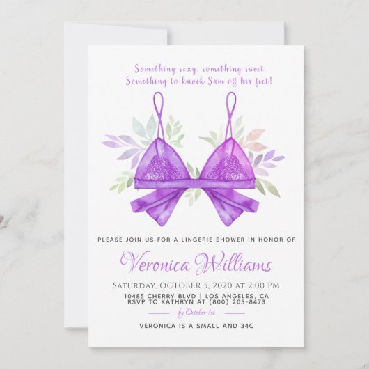 ランジェリーブライダルシャワー招待 招待状 (正面)