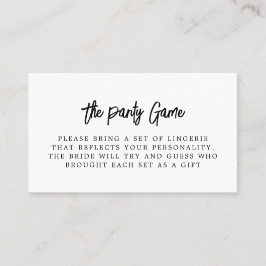 ランジェリーモダンパンティゲームサイズ挿入 エンクロージャーカード (裏面)