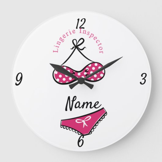 ランジェリー·インスペクター·サンダー·コーブ  ラージ壁時計 (正面)