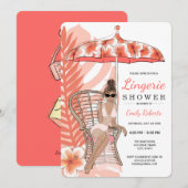 ランジェリー シャワー ブルネット 花嫁 招待状 (正面/裏面)