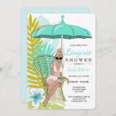 ランジェリー シャワー ブロンド 花嫁 招待状 (正面/裏面)