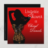 ランジェリー シャワー ボムシェル レオパード コルセット ブライズ 招待状 (正面/裏面)