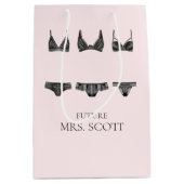 ランジェリー ピンクとブラックのブライダルシャワー ミディアムペーパーバッグ (正面)