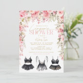 ランジェリー ピンク フローラル ブライダルシャワー 招待状 (スタンド正面)