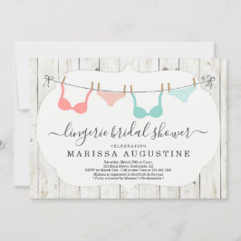 ランジェリー ブライズシャワー パーティー - ラスティックな洗濯ひも 招待状