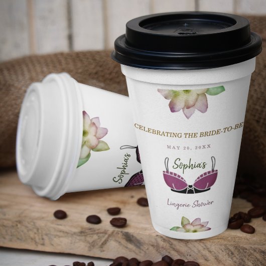 ランジェリー ブライズ シャワー 花をテーマに 紙コップ