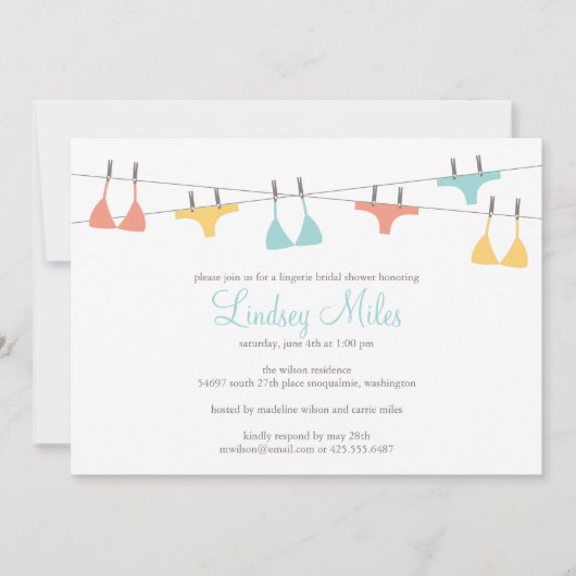 ランジェリー ブライダルシャワーの招待状 招待状 (正面)