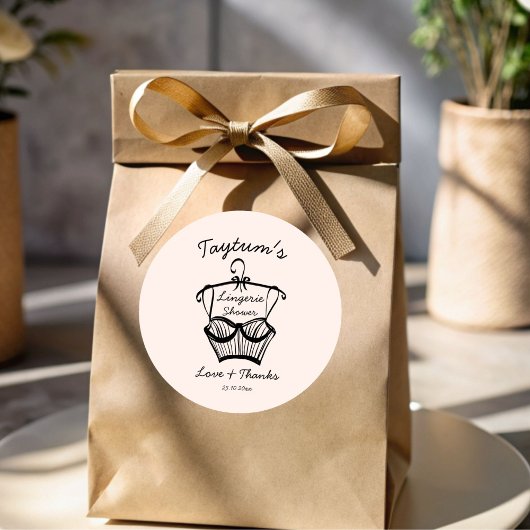 ランジェリー ブライダルシャワー 波線の縁 イラストスケッチ ラウンドシール