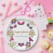 ランジェリー ブライダル シャワー 花のテーマ ペーパープレート (パーティー)