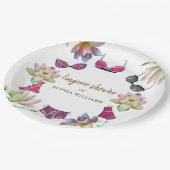 ランジェリー ブライダル シャワー 花のテーマ ペーパープレート (アングル)