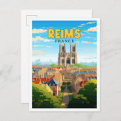 ランスフランスヴィンテージ旅行イラストレーション ポストカード (正面/裏面)