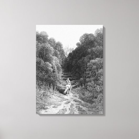 ランスロットはアストラートの城に近づく キャンバスプリント (正面)