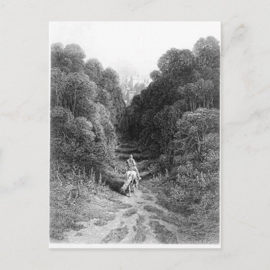 ランスロットはアストラートの城に近づく ポストカード (正面)
