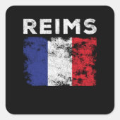 ランス・フランス国旗フランスのの土産 スクエアシール (正面)