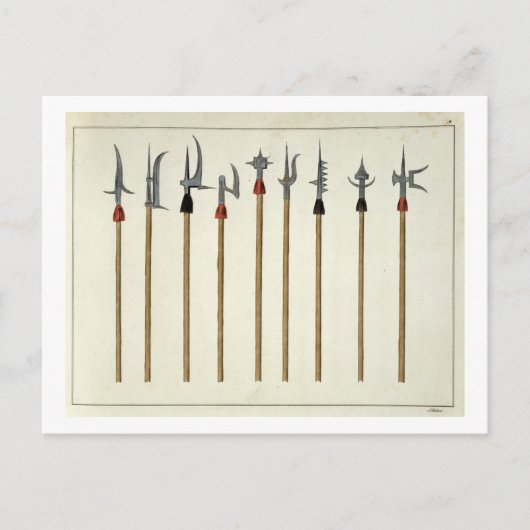 ランス、槍、矛槍兵、傍聴人、プレート ポストカード (正面)