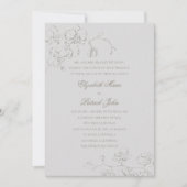 ランズロマンチックフォーマル伝統的結婚アイボリー 招待状 (正面)