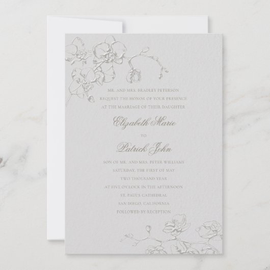 ランズロマンチックフォーマル伝統的結婚アイボリー 招待状 (正面)