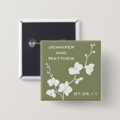 ランズ結婚ピン-ヴィンテージオリーブと白 缶バッジ (正面&裏面)