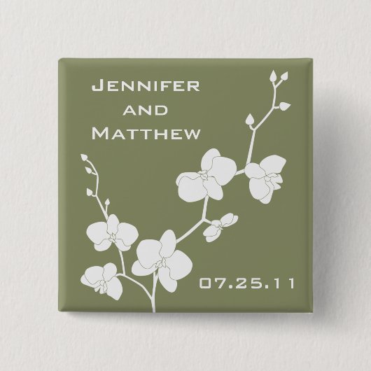 ランズ結婚ピン-ヴィンテージオリーブと白 缶バッジ (正面)