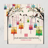 ランタカラフルンズさくらんぼツリーバーズ春の結婚式 招待状 (正面/裏面)