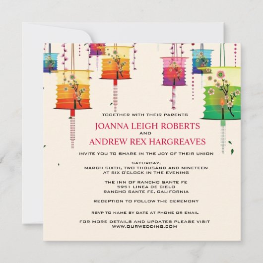 ランタカラフルンズさくらんぼツリーバーズ春の結婚式 招待状 (裏面)