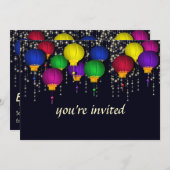 ランタカラフルンパーティの招待状 招待状 (正面/裏面)